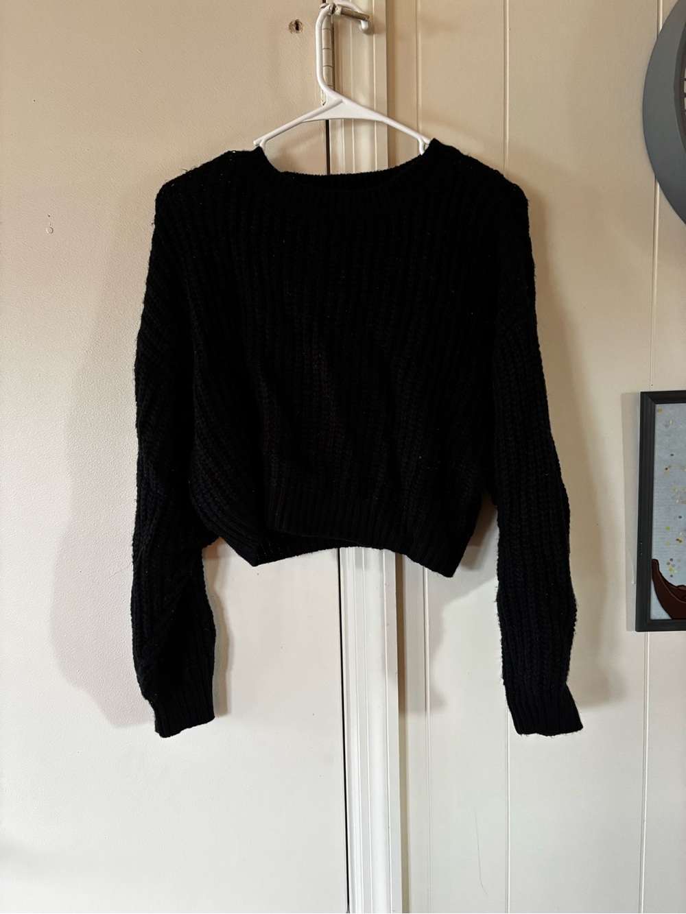 SHEIN Black Chunky Crewneck Sweater